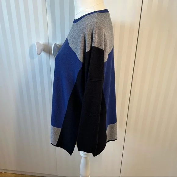 Fever gray blue black long sleeve light colour blocked sweater Size M - Picture 3 of 9